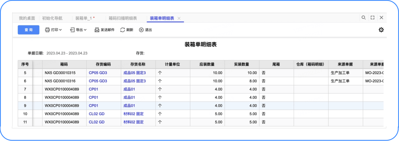 箱码明细表